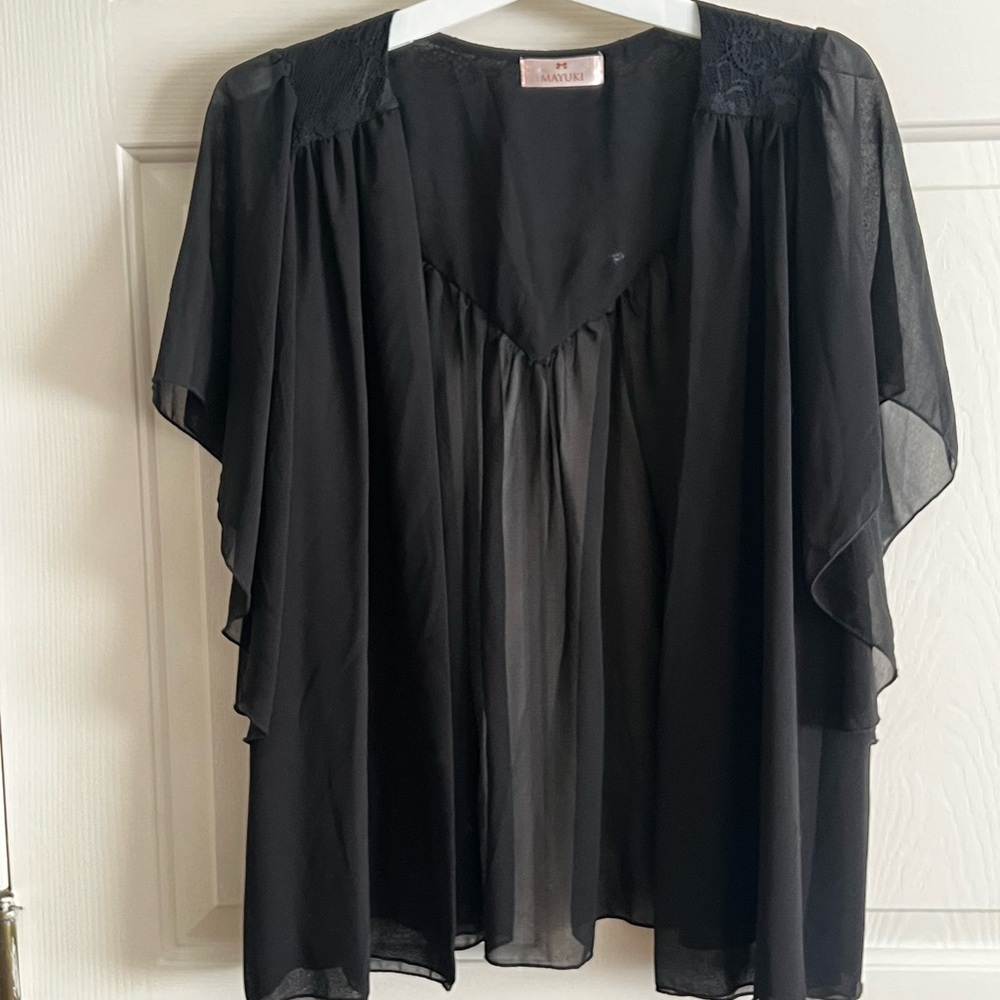 Mayuki Black Sheer Open Cardigan/Bolero Whimsygoth Goth S/M